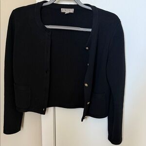 J Crew Navy Lady Jacket Cropped Cardigan with Gold Accents Size XS